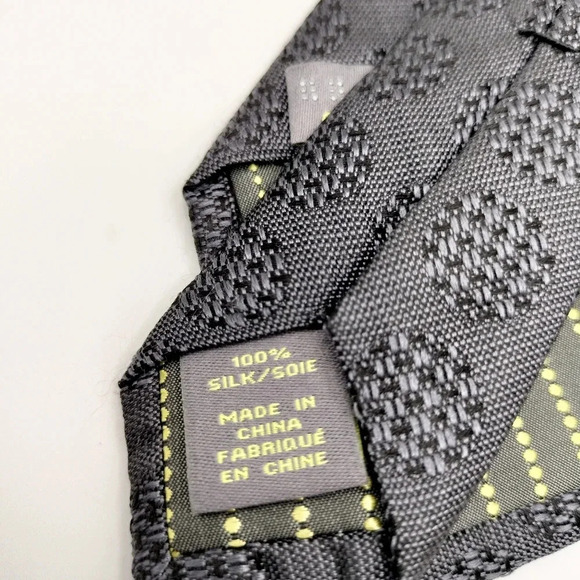Calibrate Necktie Tie Silk Gray Houndstooth Dots Geometric College 3 x 58 - Picture 4 of 8